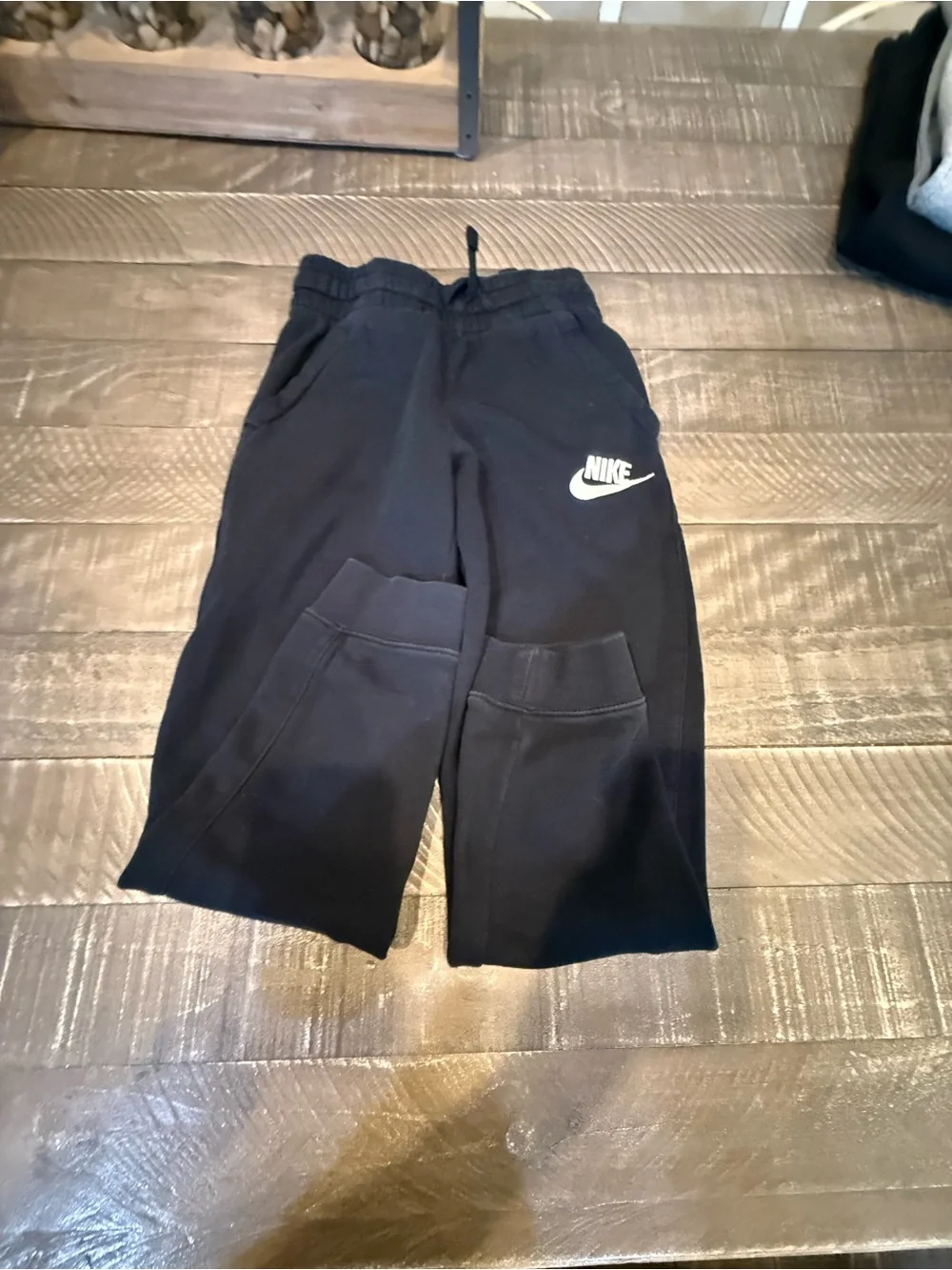 Nike Black Kids Jogger Sweatpants with White Swoosh